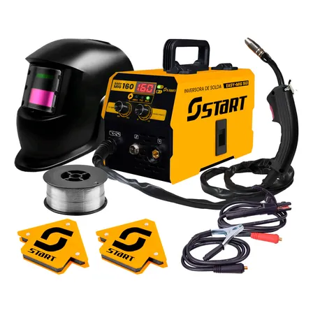 Máquina De Solda Inversora Mig 160A 3 Em 1 Tig Lift Start Com Máscara E Esquadros 12kg