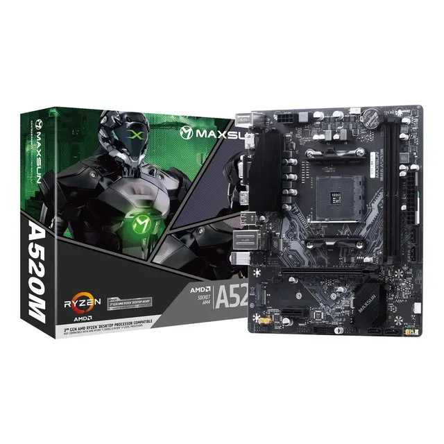 Placa Mãe Maxsun A520m Ms-challenger Amd Am4 Ddr4 Pcie 3.0 Gamer Preto
