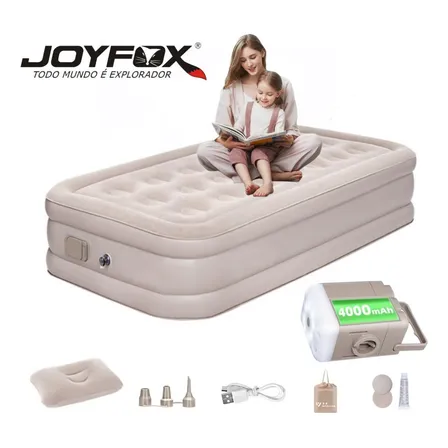 Colchão Inflável Solteiro Joyfox Bomba Ar Elétrica Integrada 191x98x46cm