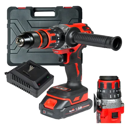 Parafusadeira Furadeira Impacto Brushless 13mm Led Toyama Cor Vermelho Com Preto