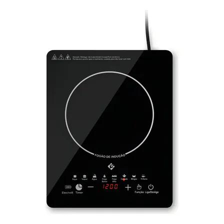Cooktop De Indução 1 Boca Preto Com Trava De Segurança Painel Touch Screen 127v Preto 127v