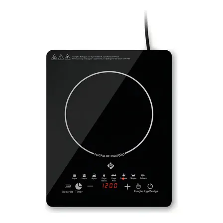Cooktop De Indução 1 Boca Preto Com Trava De Segurança Painel Touch Screen 220v