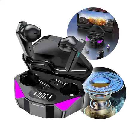 Fone Gaming sem fio bluetooth X15 Gamer cor preto luz violeta-escuro
