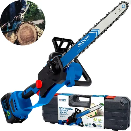 Mini Motosserra Elétrica Exbom MQL-MS12500 30cm 2 Baterias 12''