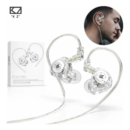 Fone De Ouvido In-ear Gamer Kz Edx Pro Músicos Retorno Palco Sem Mic Cristal