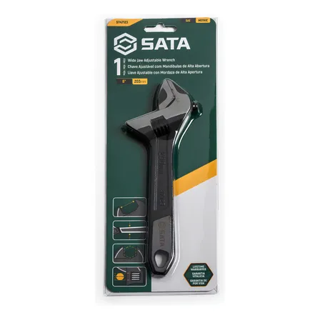 Chave Ajustável De Abertura Extralarga 8 St47123 Sata Cor Preto