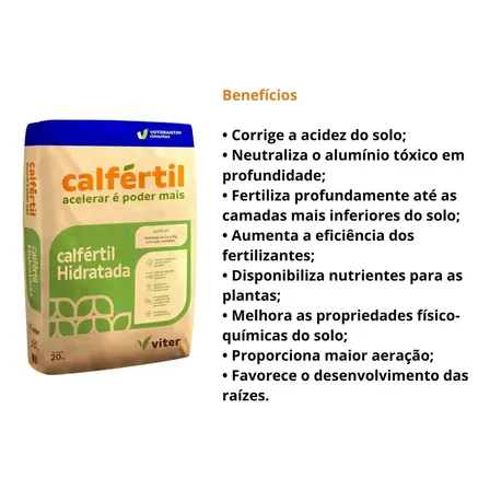 Calcário 20kg Calfértil Itaú Corretor Solo Acidez Terra Plantio Jardim Horta Ph Nutriente