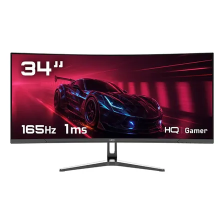 Monitor Gamer 34 Curvo 1ms, 165hz, Ultrawide (qhd) - 3440x1440 Amd Freesync, Hdmi, Dp, Hq Premium Hq34c16 Preto 127/220v Preto 127/220v