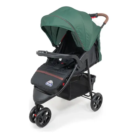 Carrinho De Bebê 3 Rodas Bibi Joy Reclinável Até 15kg Cinto 5 Pontos Verde Preto