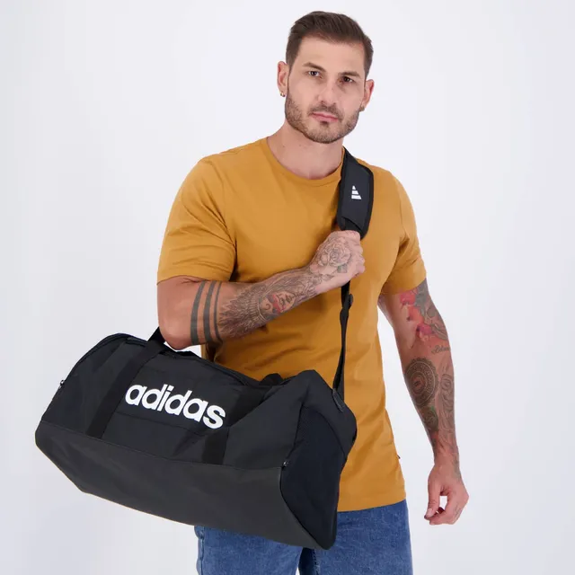 Mala Duffel Linear Média adidas Preto Liso