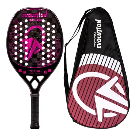 Raquete Beach Tennis Material Carbono 18k Total Evolution + Capa Cor Violeta | Leve e Equilibrada