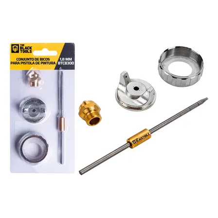 Kit Reparo - Bico Agulha Capa Para Pistola De Pintura 1.8 Mm Btcb300 The Black Tools