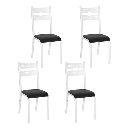 Kit 4 Cadeiras Cozinha Jantar Ciplafe Luna Branco Assento Preto