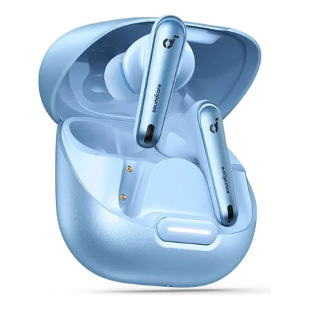 Fone de Ouvido Soundcore by Anker Liberty 4 NC ANC Redução de Ruído 98,5% Cancelamento Adaptativo Bluetooth 5.3 Multiponto Cor Azul-claro Drivers de 11mm Áudio Hi-Res 50h de Bateria Carga Sem Fio