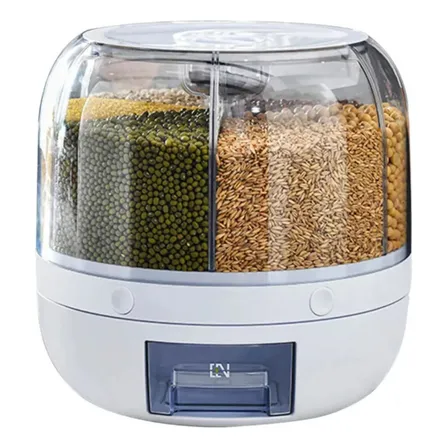Dispenser De Cereais Porta Mantimentos Grãos Giratório Cor Branco