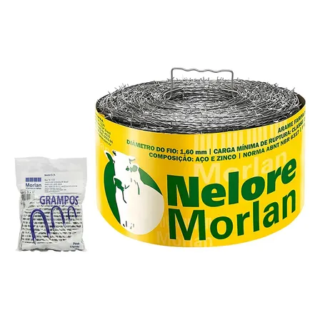 Arame Farpado 500m Morlan Nelore Resistência 250kg C/ Zinco 1.6mm