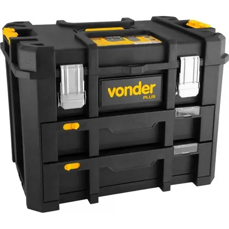 Caixa Plástica P/ Ferramentas 525x330x390mm - Cpv 900 Vonder Preto/amarelo