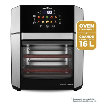 Air Fryer Oven Britânia 16l 4 Em 1 Porta Removível Baf16a Preto 127v