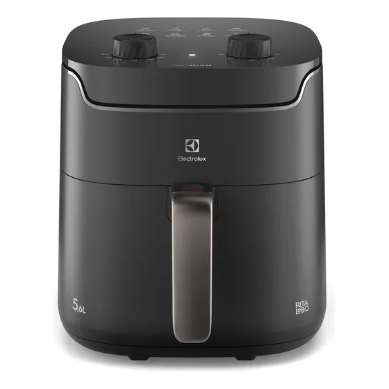Air fryer Fritadeira Elétrica Electrolux sem oleo Rita Lobo 5,8L 8 receitas pré-sugeridas timer 60 minutos desligamento automático cesto removivel dupla camada antiaderente 1400W EAF40 Cinza