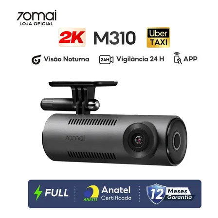 Camera para Carro 70mai M310 Wifi 2k QHD 1296p G-sensor APP Câmera Veicular Controle de Voz Visão Noturna HD 24H Grande Angular de 130°