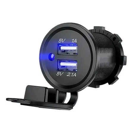 Tomada De Veicular Com 2 Portas Usb 2.1a - 12v-24v 18w