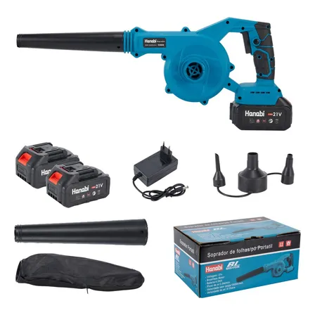 Soprador De Folhas Aspirador Brushless 2 Baterias 4mah 21v Cor Azul-petróleo Hanabi