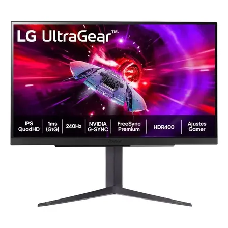Monitor Gamer LG UltraGear™ - Tela IPS 27" , 2K QHD, HDR400, 240 Hz, 1ms (GtG), NVIDIA G-SYNC – 27GR83Q