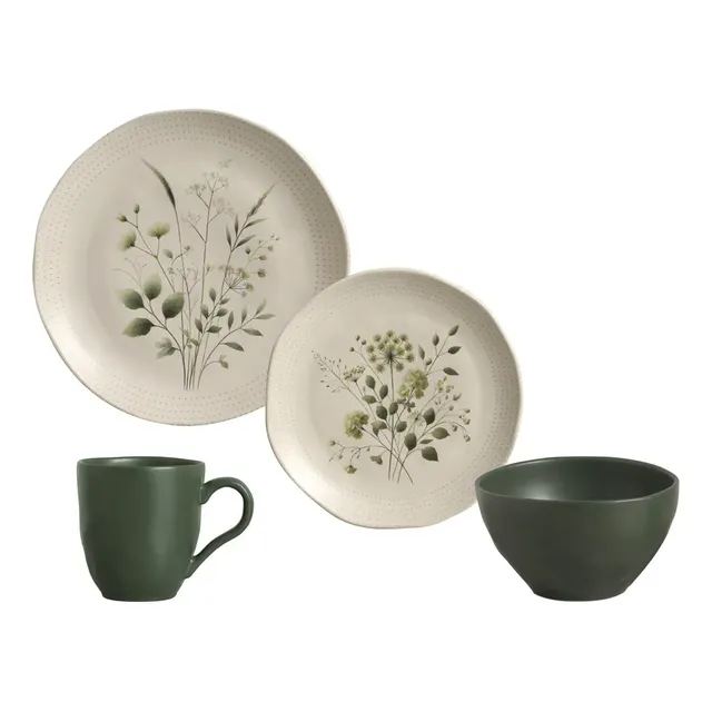 Aparelho De Jantar 16 Peças Ammi E Leaf Porto Brasil Colorido