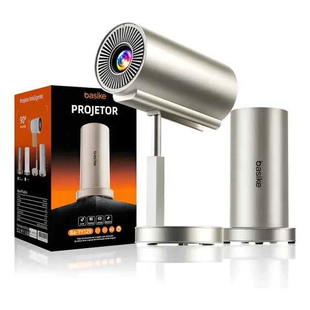 Projetor Inteligente Basike Telescópico Com Wi-fi E Bluetooth, 4k Ultra Hd/1080p Full Hd, Projeção De 240 Polegadas,... 127/220v Champagne