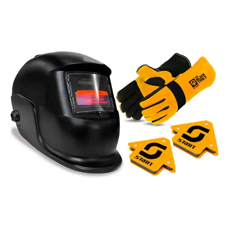 Mascara De Solda Automática Com Esquadros Magnéticos E Luva De Proteção Raspa The Black Tools