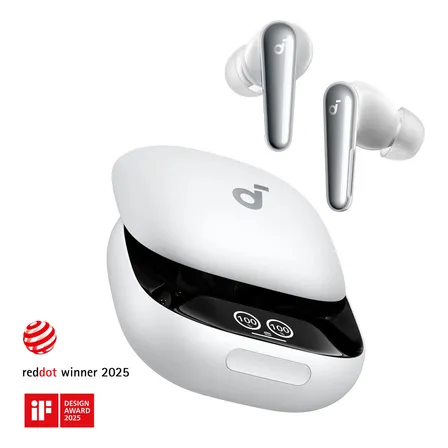 Fone de Ouvido Soundcore Liberty 4 Pro Gamer Cancelamento de Ruído Ativo cada0.3s Bluetooth 5.3 Áudio Hi-Fi Hi‑Res ACAA Multiponto Cor Branco Estojo com Tela 40h Bateria APP Controle 6Mics IA IPX5