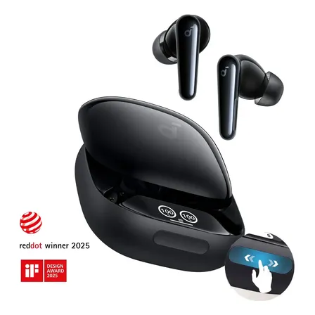 Fone de Ouvido Soundcore Liberty 4 Pro Gamer Cancelamento de Ruído Ativo cada0.3s Bluetooth 5.3 Áudio Hi-Fi Hi‑Res ACAA Multiponto Cor Preto Estojo com Tela 40h Bateria APP Controle 6Mics IA IPX5