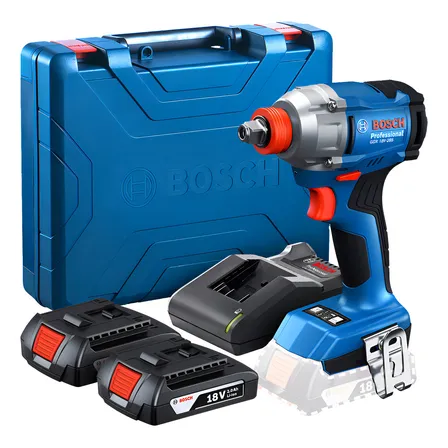 Parafusadeira E Chave De Impacto 1/2'' Gdx 18v-285 + 2 Baterias Gba 2ah - Maleta E Carregador Gal 18v-20 Bivolt Bosch Azul