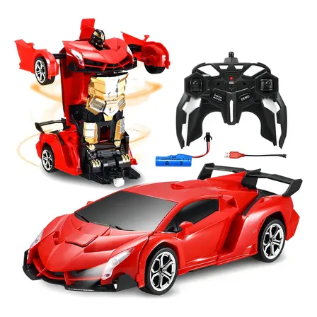 BrincaMundo Carro Robô De Controle Remoto Com Controle Remoto, 2,4 Ghz, Escala 1:18, Deformação Com Um Botão, Rotação De 360 Graus, Brinquedo De Presente Para Meninos E Meninas A Partir De 4 Anos