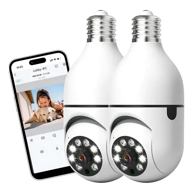 Kit 2 Câmeras Lâmpada Segurança Ip Wifi 360 Hd Infravermelho Cor Branco