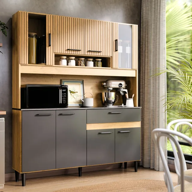 Maxi Do Brasil Coral Grande Compacta Modulada Aço Madeira Planejado Itatiaia Parede Kit Armário Ripado Grafite