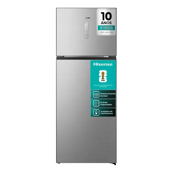 Refrigerador Hisense Top Freezer Inox 466l Cinza