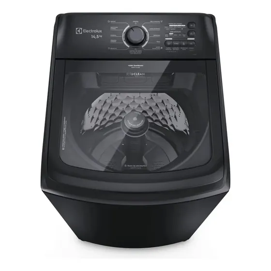 Máquina De Lavar Electrolux 14,5kg Cesto Inox Lep15 Preto