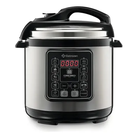 Panela De Pressão Elétrica Eletrozon De 6 Litros Com Revestimento Antiaderente E Desligamento Automático Prateado 220v 60 Hz