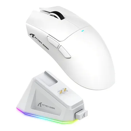 Mouse Gamer Sem Fio 2.4g Attack Shark 22000dpi Paw3311 X11 Cor Branco