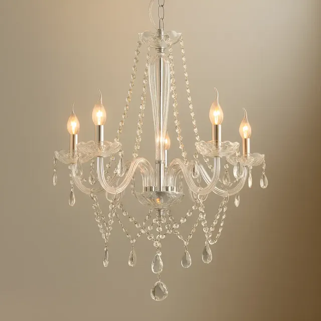 Lustre Luminaria Led Maria Thereza P/ 5 Lampadas E14 Transparente Cod: Alut010053 Alut By Avant 127/220v Branco C/5