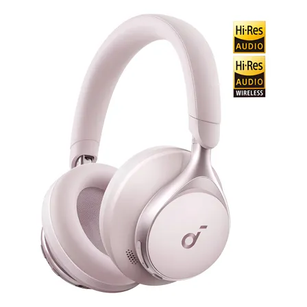 Fone de Ouvido Headphone Bluetooth 5.3 Soundcore da Anker Space One Cancelamento de Ruido ANC 98% Graves Potentes Agudos Nítidos Hi-Res LDAC 50H Conforto Uso Prolongado Chamadas Claras Cor Rosa