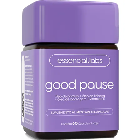 GOOD PAUSE - Fórmula Exclusiva para a Menopausa e TPM com PRIBOLIN — um blend poderoso de Óleo de Prímula, Óleo de Borragem, Òleo de Linhaça e Vitamina E - 60 Cápsulas Softgel