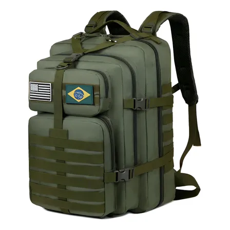 Mochila Tática Xiaobang Militar 50l Verde Multiuso Para Camping E Escola Liso