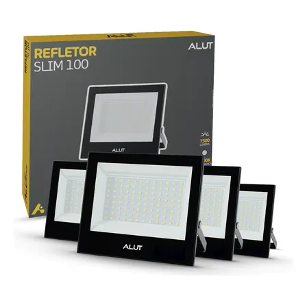 Kit 4 Refletor Led 100w 6500k Branco Frio A Prova D'água Alut Cod: Alut000701-4 Alut By Avant