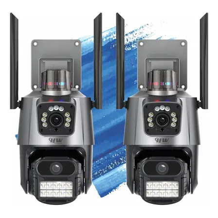 Kit 2 Câmeras De Segurança Hw Ip Wi-fi 6mp Lente Dupla Visão Noturna 355° Detecção De Movimento Com App Icsee