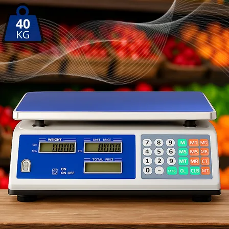 Balança Comercial Digital 40kg Alta Precisão Bateria Bivolt Cor Branco Marca - MEGATROCA