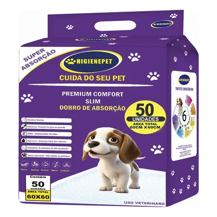 Tapete Higiênico Higienepet 60x60cm 50 Unidades Premium Ultra Absorção Branco