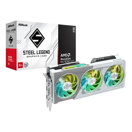 Placa De Vídeo Asrock Amd Radeon Rx 9060 Xt Steel Legend Oc 8gb Gddr6 Pcie 5.0