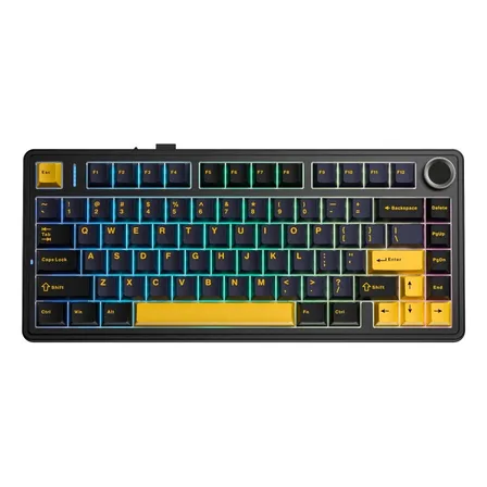 Teclado Mecânico Aula F75 Preto Sem Fio Rgb 75% Tri Mode Bluetooth, 2.4ghz, Usb-c, Inglês Us